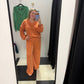 Cord Contrast Ribbed Pants - Orange