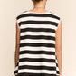 STRIPED RELAXED FIT TOP - BLACK WHITE