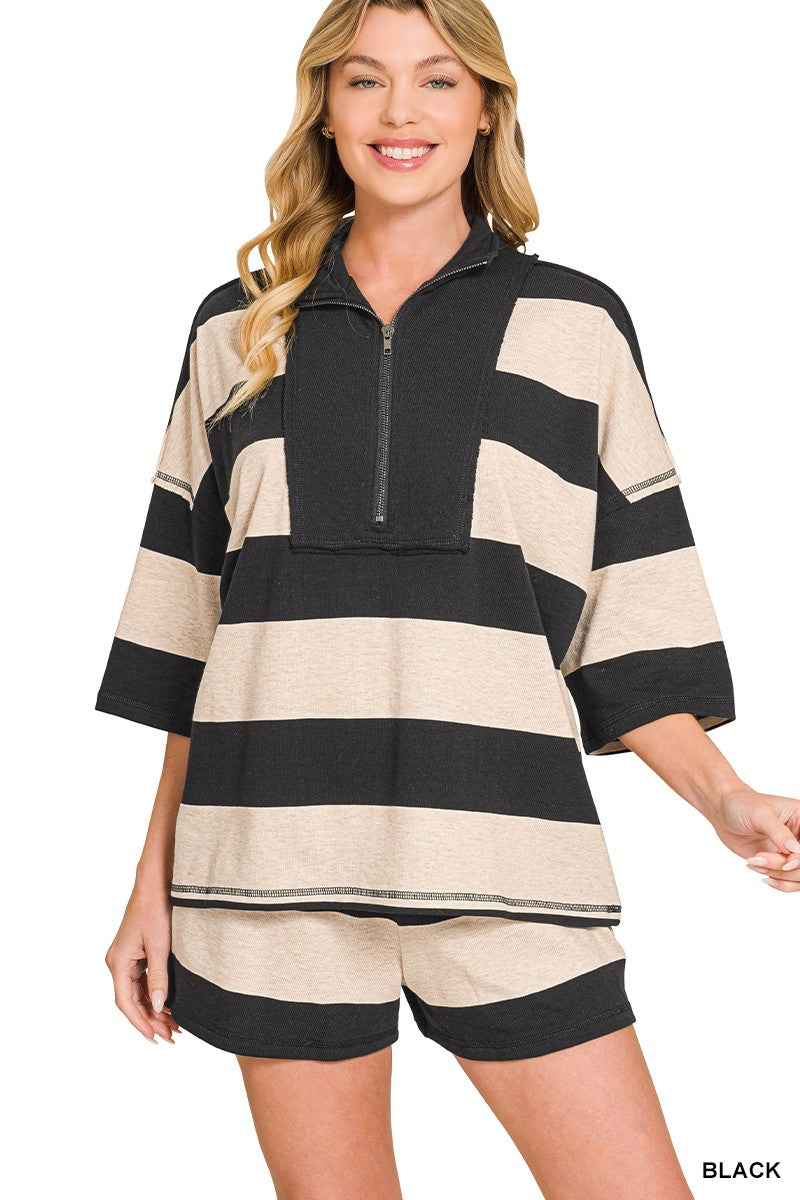 BEX STRIPED TOP - BLACK