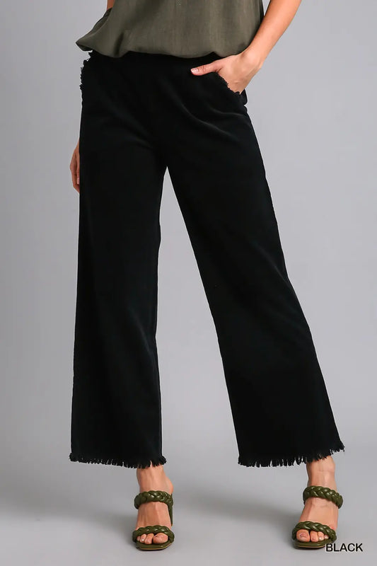 Freida Frayed Pants - Black