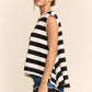 STRIPED RELAXED FIT TOP - BLACK WHITE