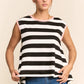 STRIPED RELAXED FIT TOP - BLACK WHITE