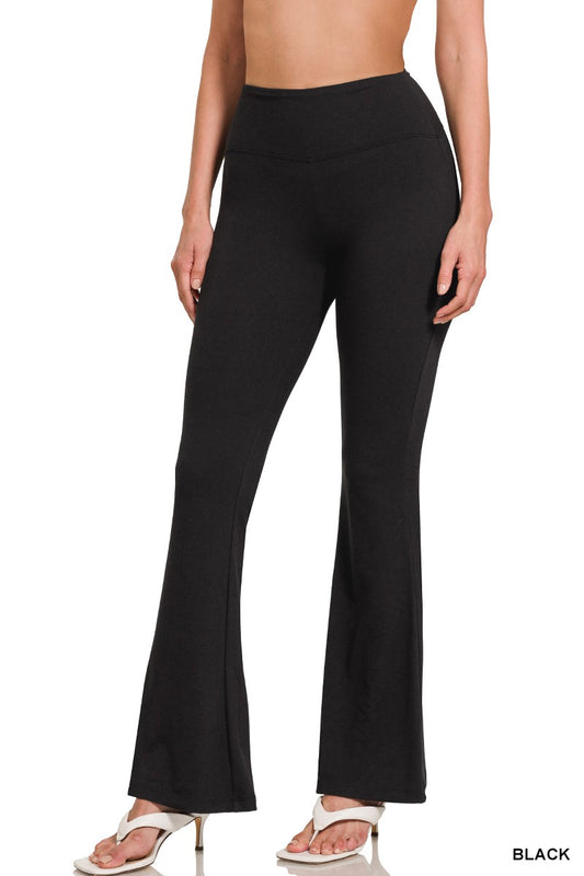 MICROFIBER HIGH WAIST YOGA PANTS - BLACK