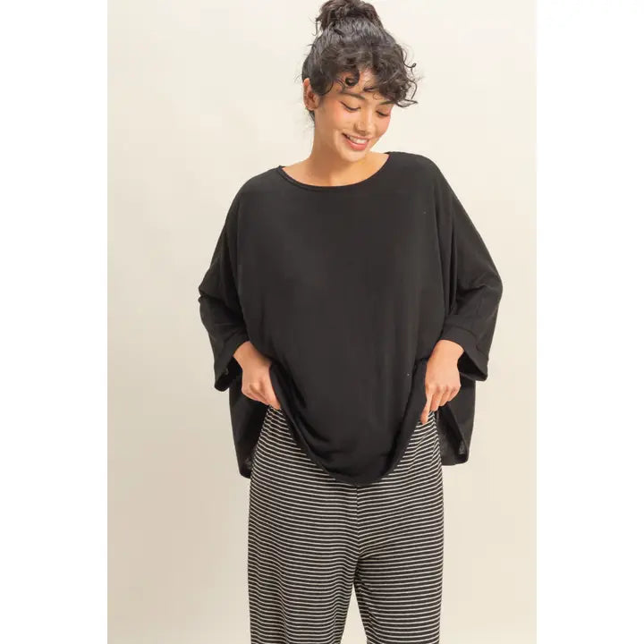 DOORBUSTER - BATWING OVERSIZED TOP - BLACK - FINAL SALE
