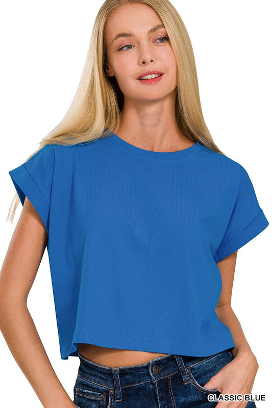 Everyday Basic Crop Tee - Blue