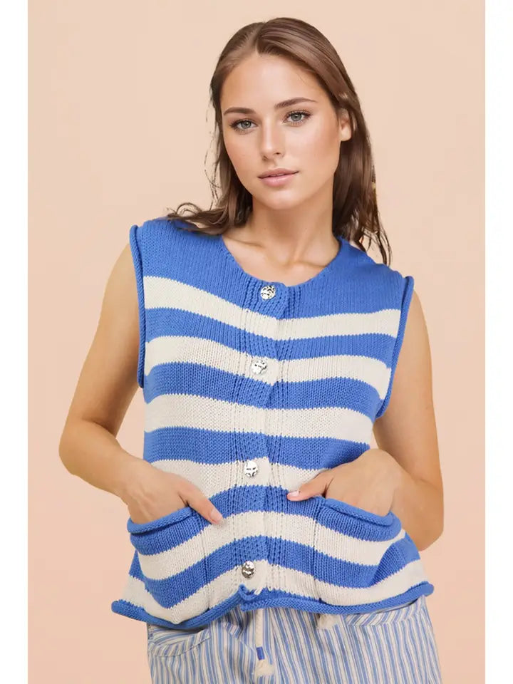 IN A DAZE STRIPED TOP - BLUE