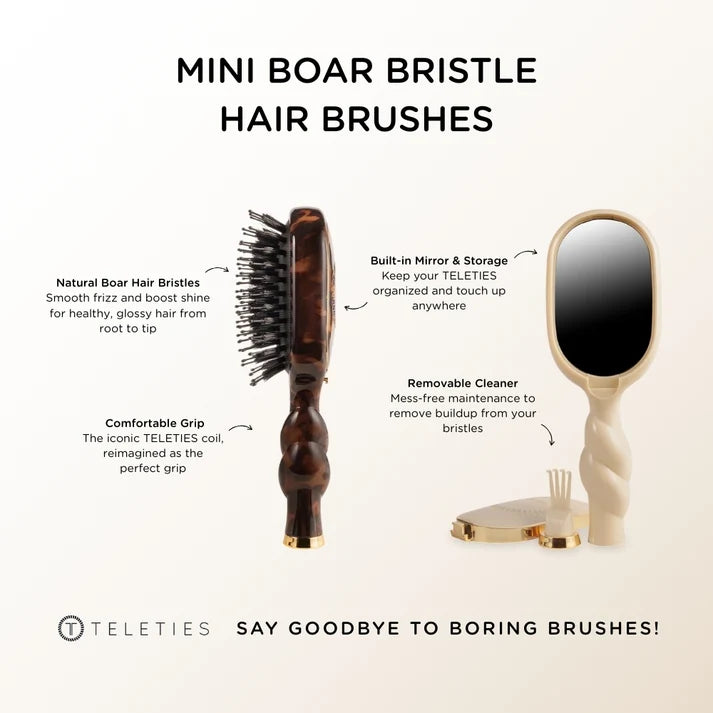 TELETIES MINI BOAR BRISTLE BRUSH - TORTOISE