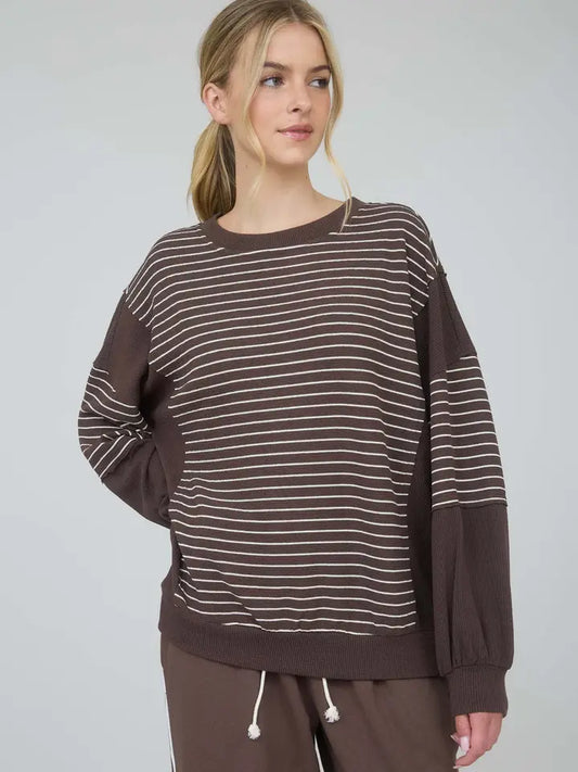 ROWAN STRIPED TOP -  BROWN