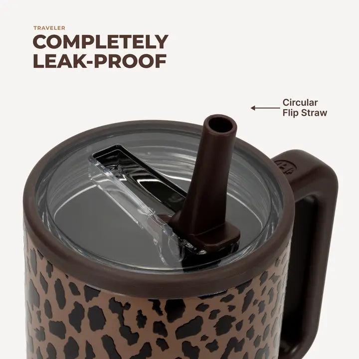 HYDROJUG - BROWN LEOPARD TUMBLER - 40OZ