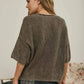 WASHED RIBBED CARDIGAN - DARK BROWN