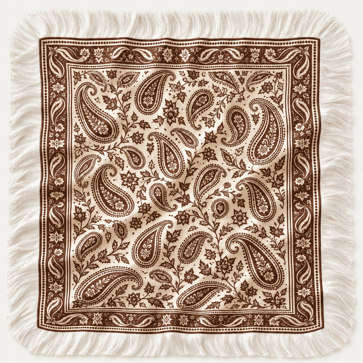 WESTERN PAISLEY FRINGE SCARF - BROWN - FINAL SALE