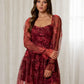 FLORAL CHIFFON CORSET MINI DRESS