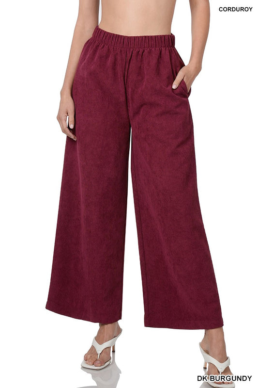 CORDUROY WIDE LEG PANTS