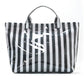 STRIPED PVC TOTE BAG - BLACK/WHITE