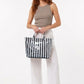 STRIPED PVC TOTE BAG - BLACK/WHITE
