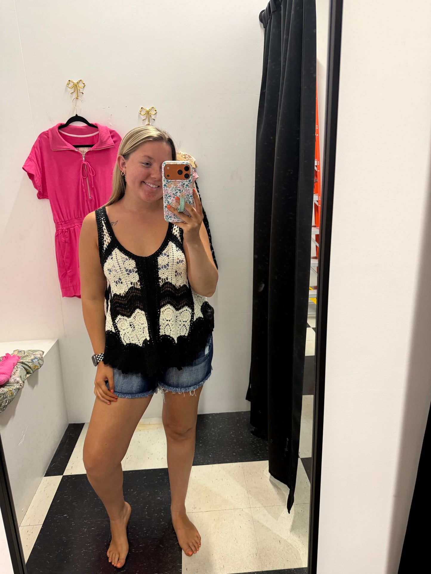 Border Weave Scalloped Crochet Tank