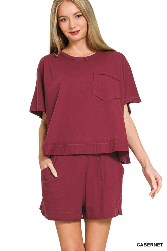TATUM EXPOSED SEAM SHORTS - CABERNET