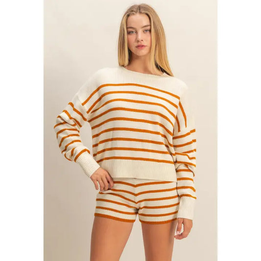 CARAMEL STRIPED TOP