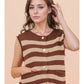 IN A DAZE STRIPED TOP - CHOCOLATE