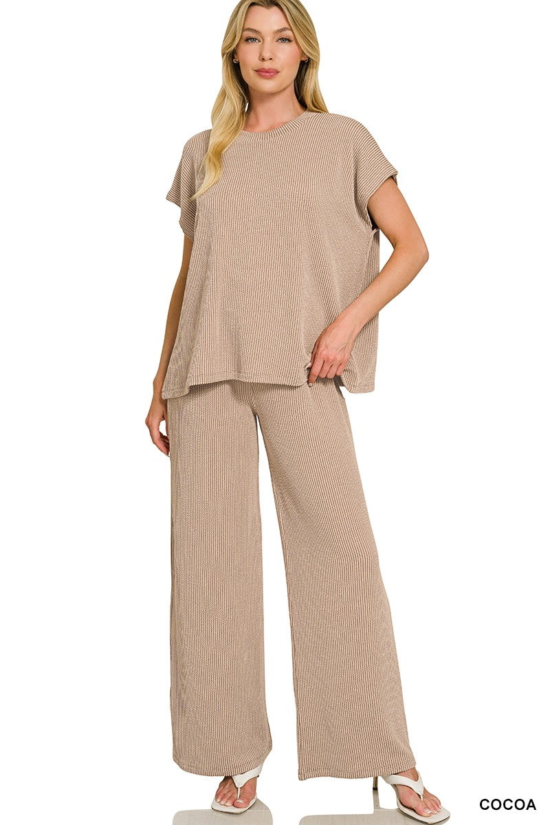 Swiftie Raised Ribbed Pants - Cocoa