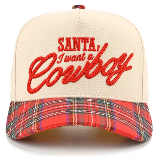 SANTA, I WANT A COWBOY TRUCKER HAT - RED