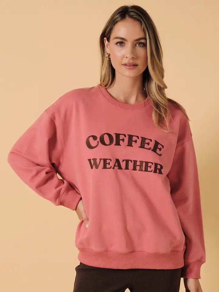 COFFEE WEATHER EMBROIDERED CREWNECK