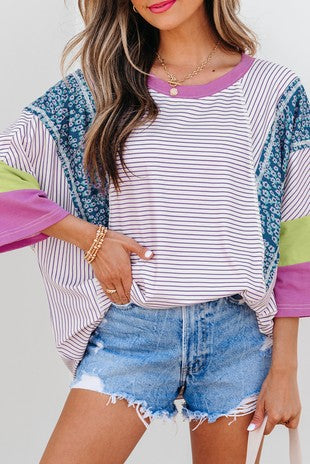 COLORBLOCK FLORAL TOP