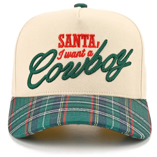 SANTA I WANT A COWBOY TRUCKER HAT - GREEN