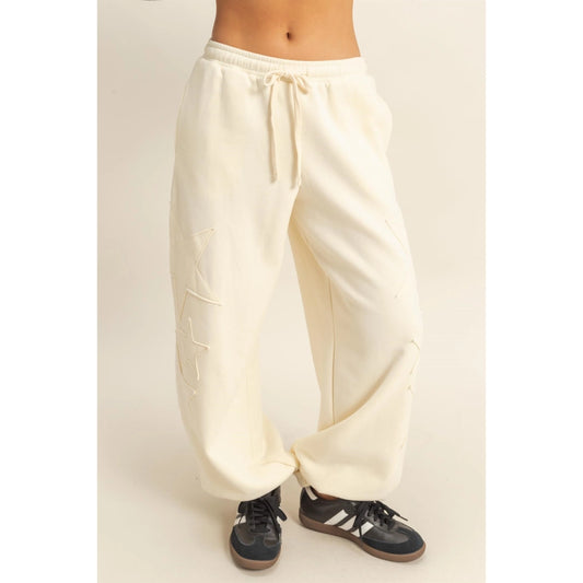 STAR PATCH JOGGERS - CREAM