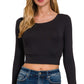 DOUBLE LAYERED LONG SLEEVE CROP TOP