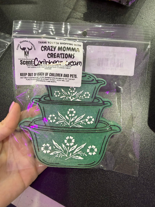 3 Stacked Flower Dishes Freshie - Teal