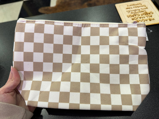 Checkered Travel Pouch - Ivory