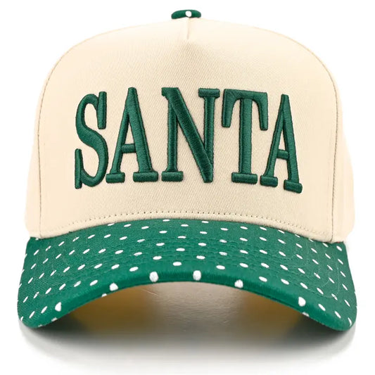SANTA POLKA DOT TRUCKER HAT - DARK GREEN