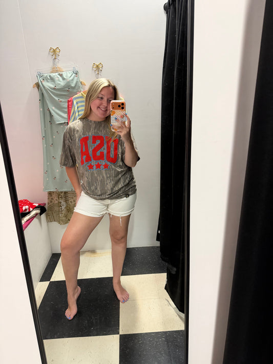 USA STAR PUFF BOTTOMLAND CAMO TEE - FINAL SALE
