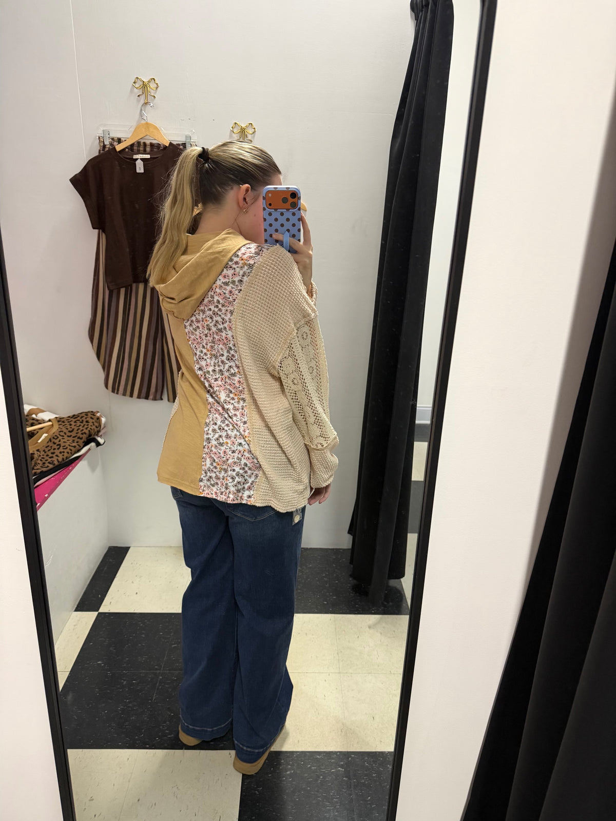 Lace Combo Hoodie Top