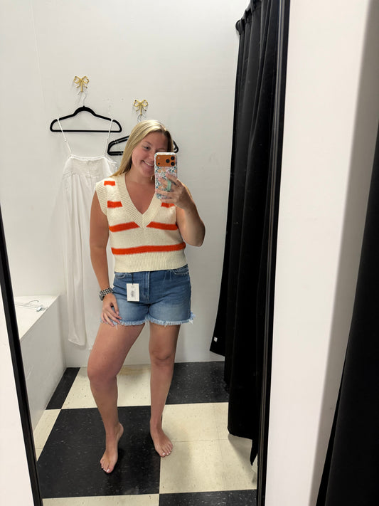 STRIPED V NECK SWEATER VEST