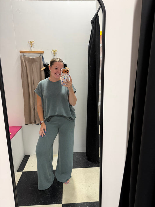 Swiftie Raised Ribbed Pants - Ash Jade