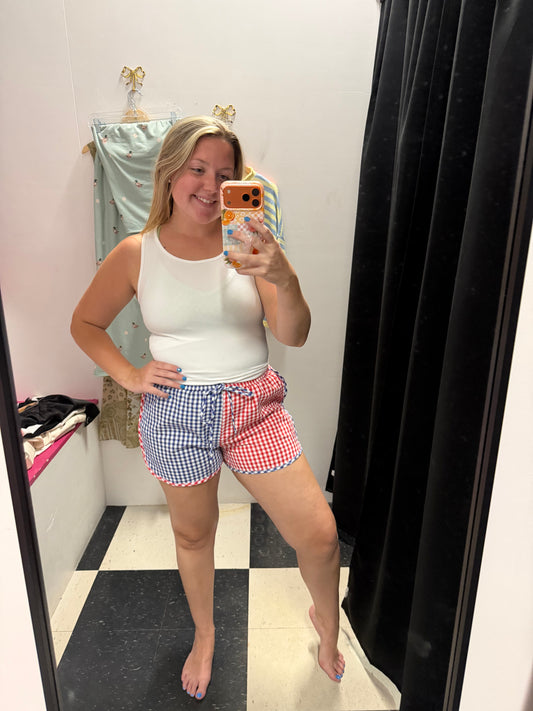 Gingham Color Block Shorts