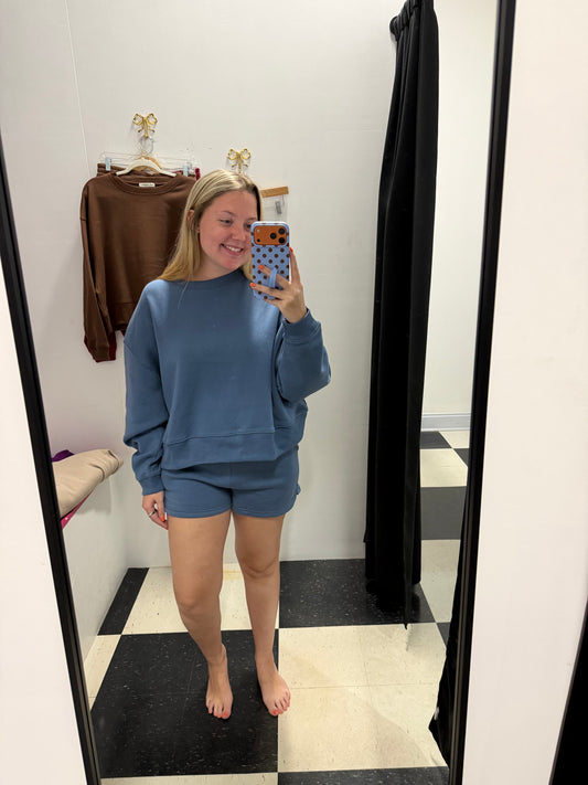 asher fleece shorts - dusty blue