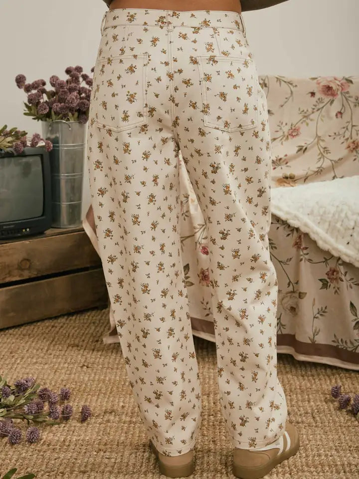 FLORAL PATTERN DENIM JEANS