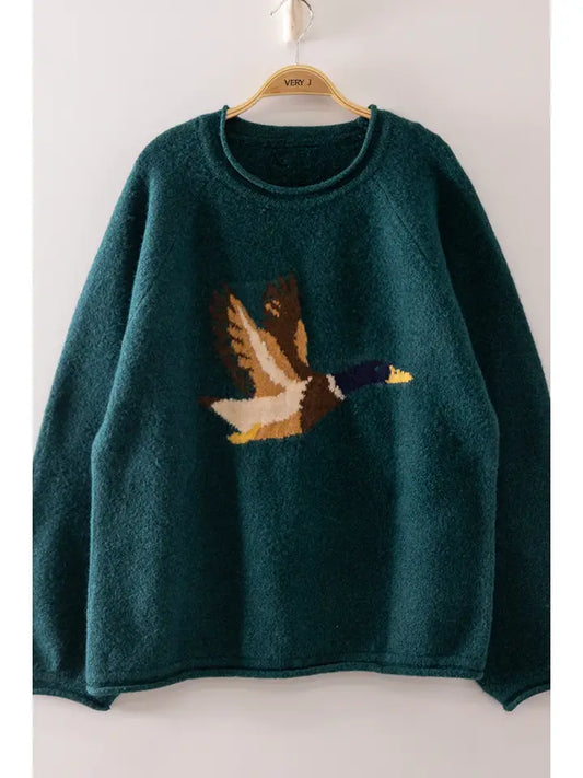 MALLARD IN FLIGHT SWEATER - FOREST