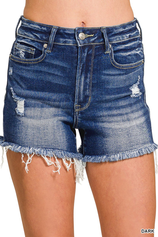 RAW FRAYED DENIM SHORTS