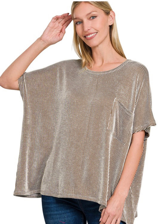 Savannah Ribbed Top - Brown