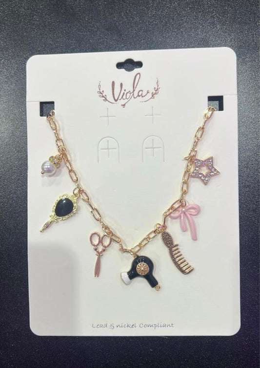 Hair Stylist Charm Necklace