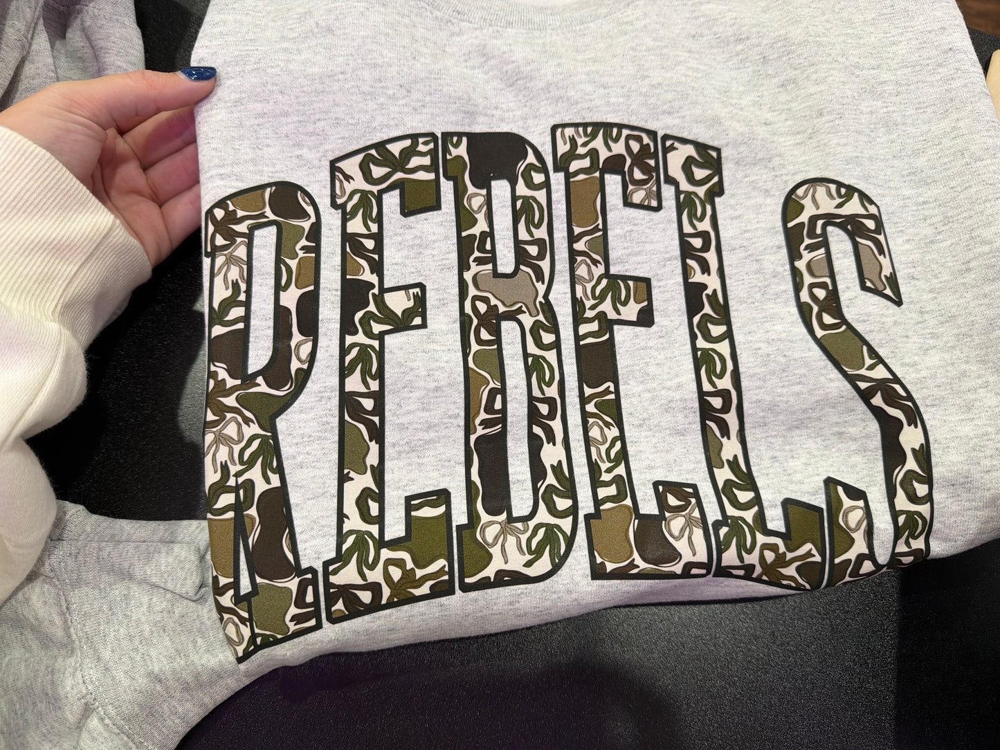 Camo School Mascot Crewneck - Rebels