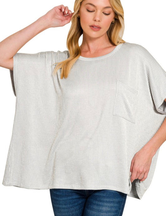 Savannah Ribbed Top - Light Gray