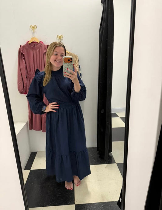 Nelly Textured Mini Dress - Navy