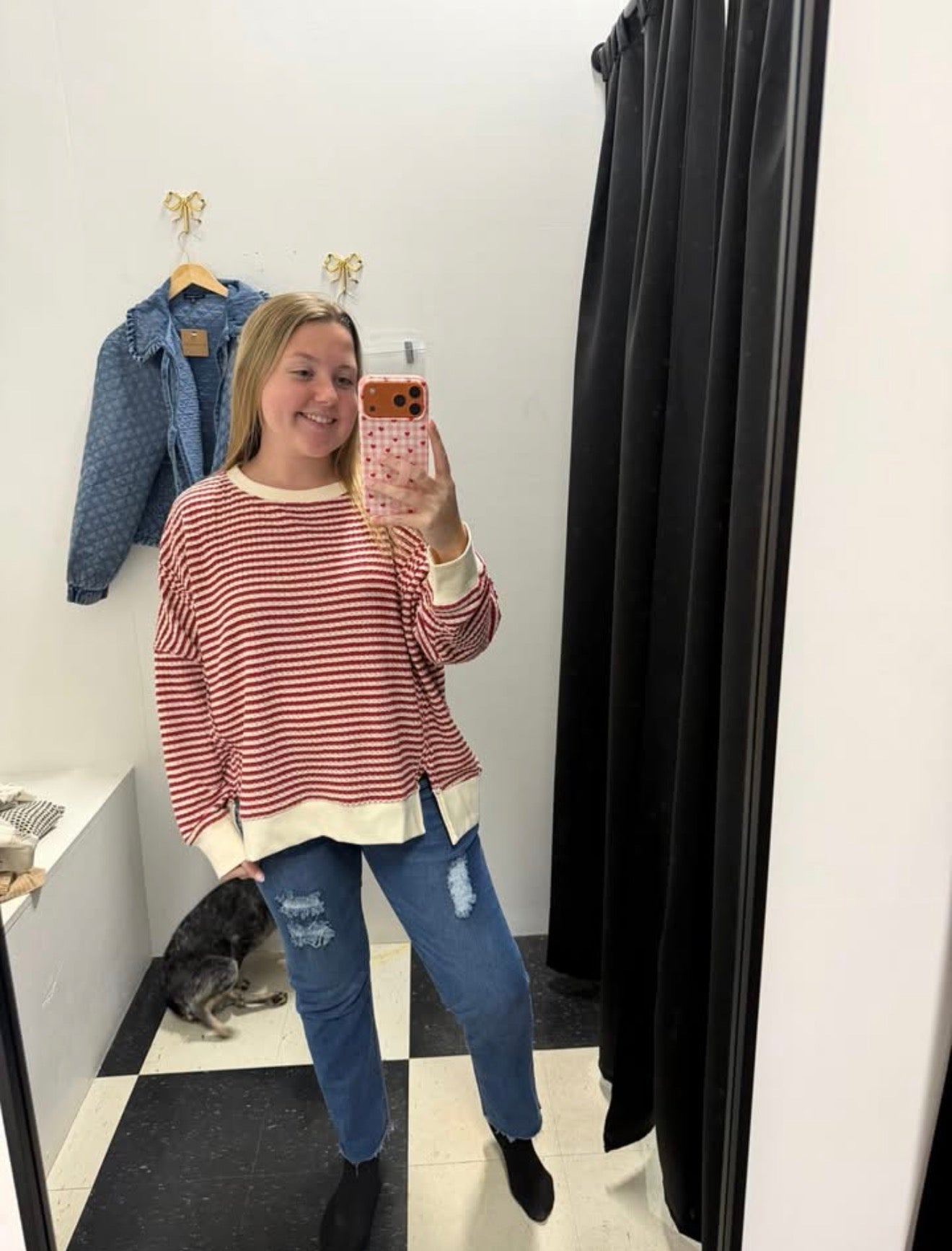 Rosy Red Striped Top