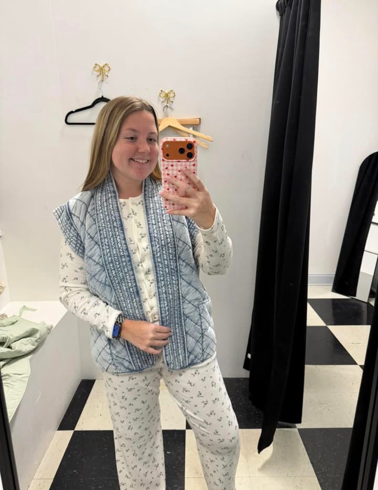 Washed Quilted Denim Vest