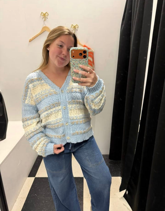 Multicolor Textured Knit Cardigan